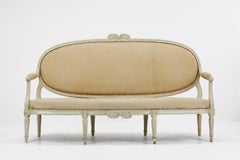 18th Century Carved Wood Painted French Sofa