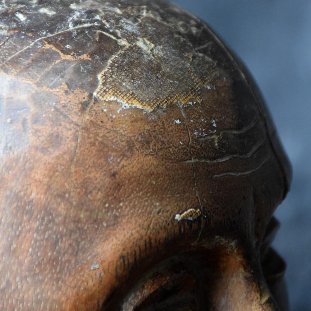 18th Century Carved Wood Santos Head 2