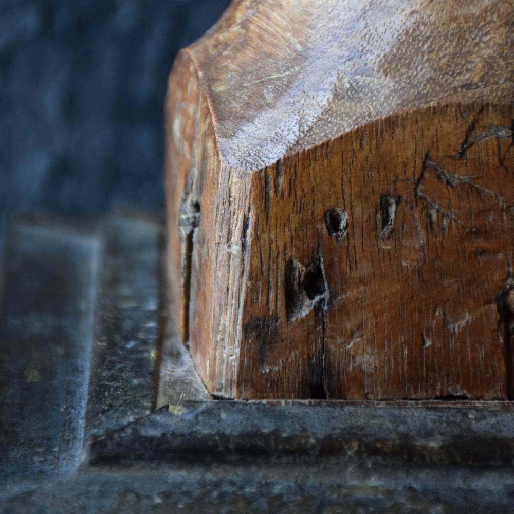 Walnut 18th Century Carved Wood Santos Head For Sale