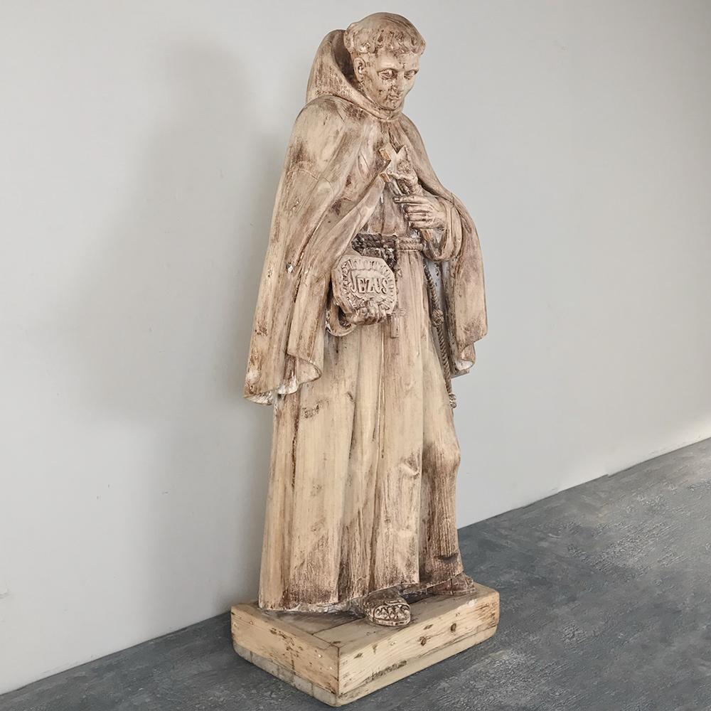 Renaissance Revival 18th Century Carved Wood Statue of Saint