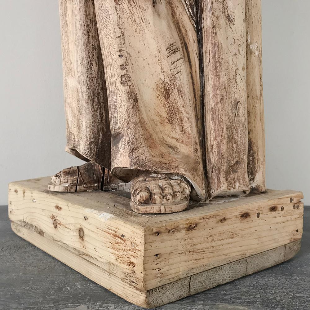 Fruitwood 18th Century Carved Wood Statue of Saint