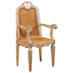 18th Century Carved-Wood & Upholstered Armchair from Italy