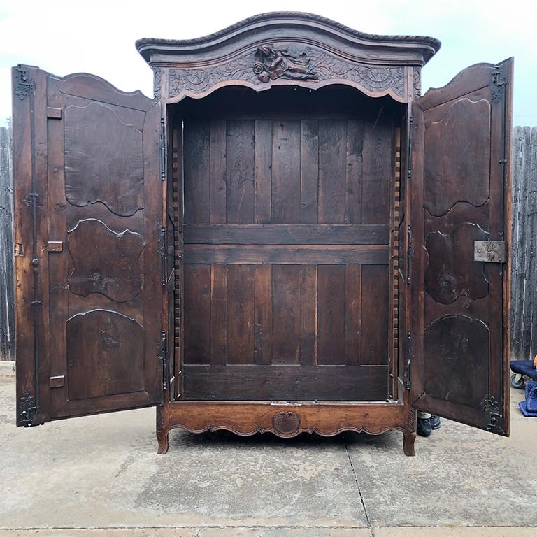 18th Century Louis XV French Provincial Carved Armoire or Wardrobe France 1700s  7