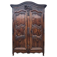 Antique 18th Century Louis XV French Provincial Carved Armoire or Wardrobe France 1700s 