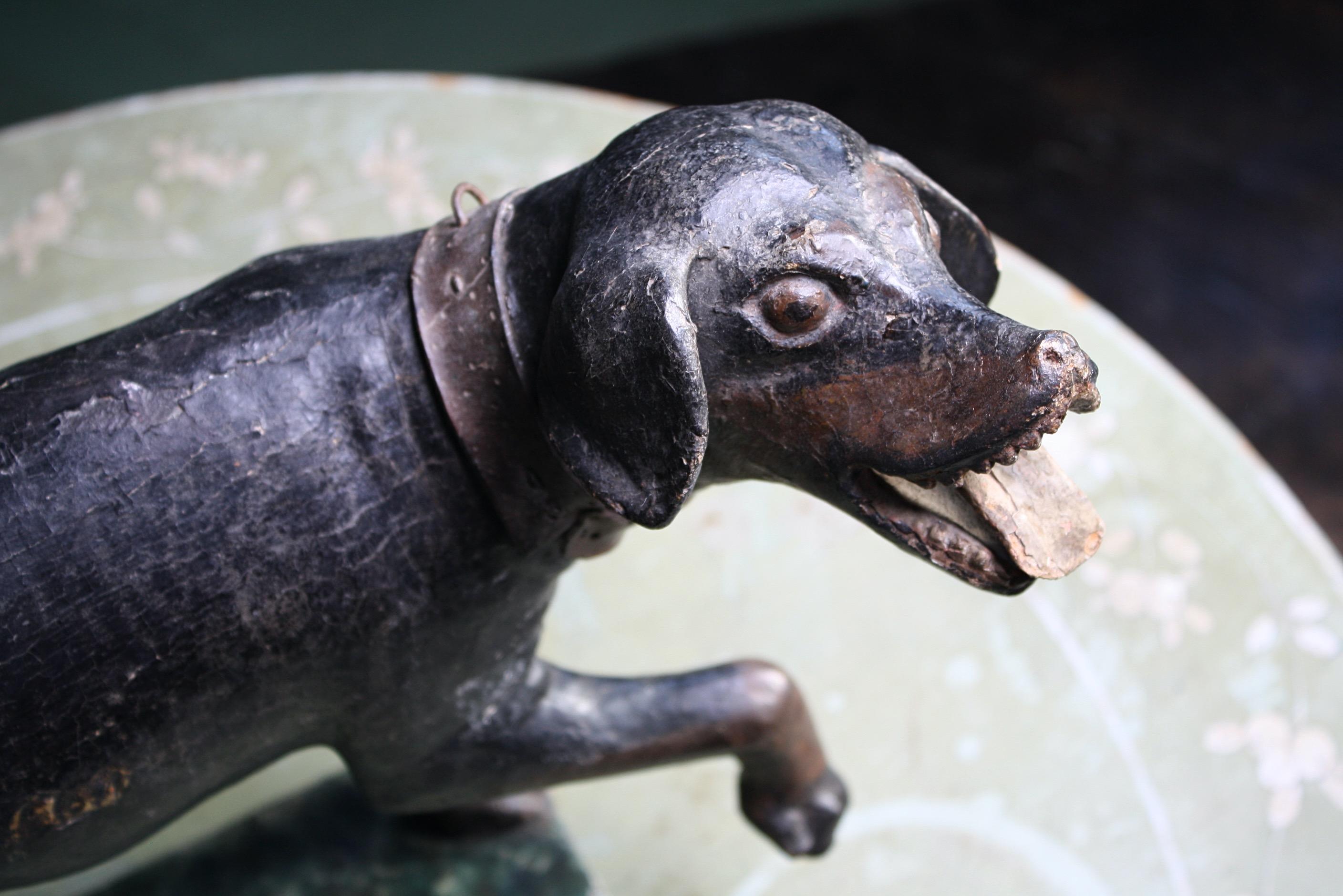 18th Century Carved Wooden Folk Art Sculpture Talbot, Sleuthhound Dog 4