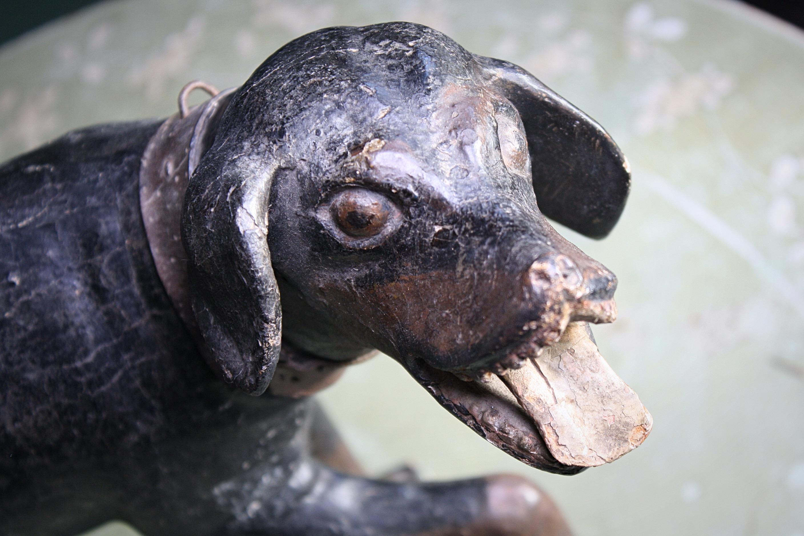 18th Century Carved Wooden Folk Art Sculpture Talbot, Sleuthhound Dog 6