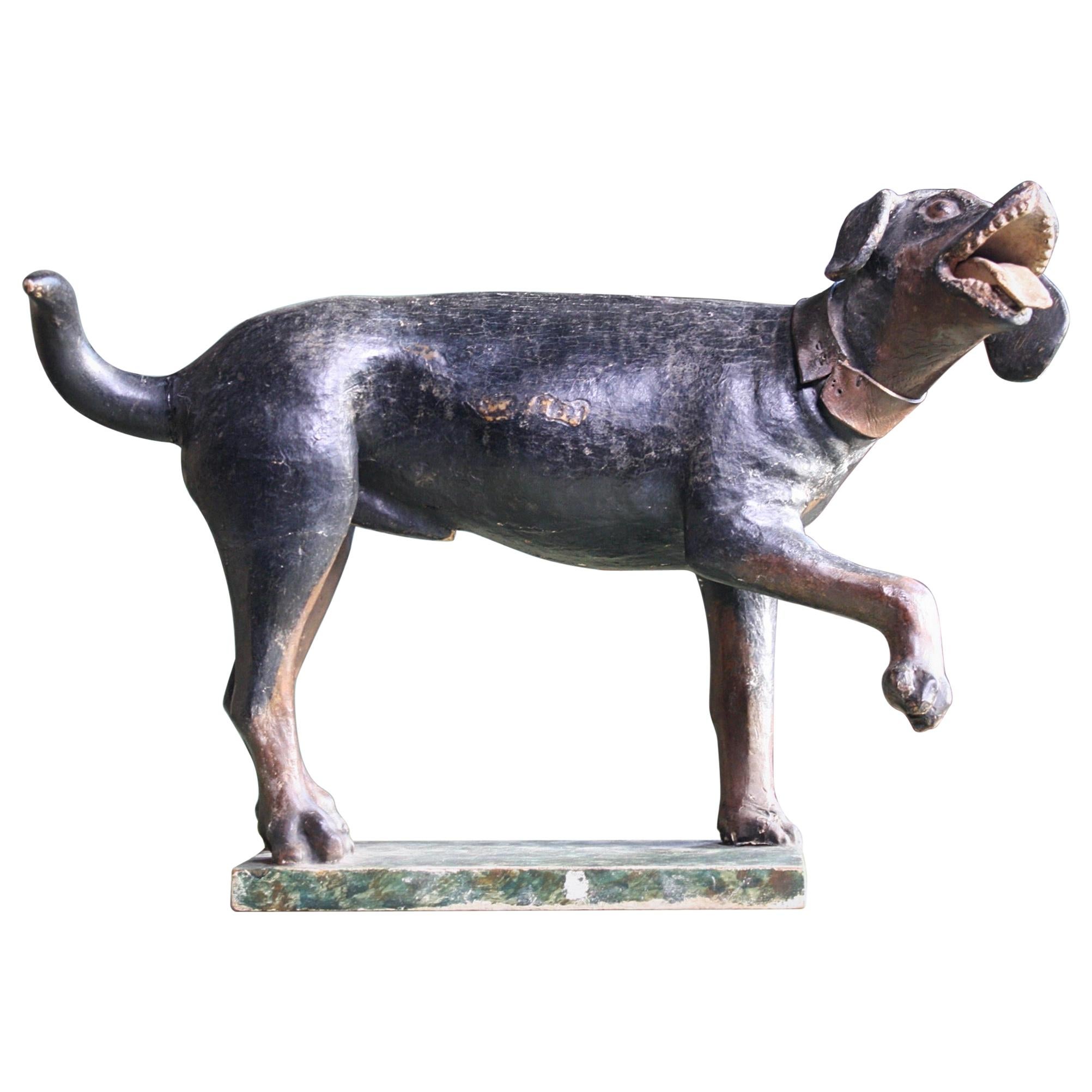 18th Century Carved Wooden Folk Art Sculpture Talbot, Sleuthhound Dog