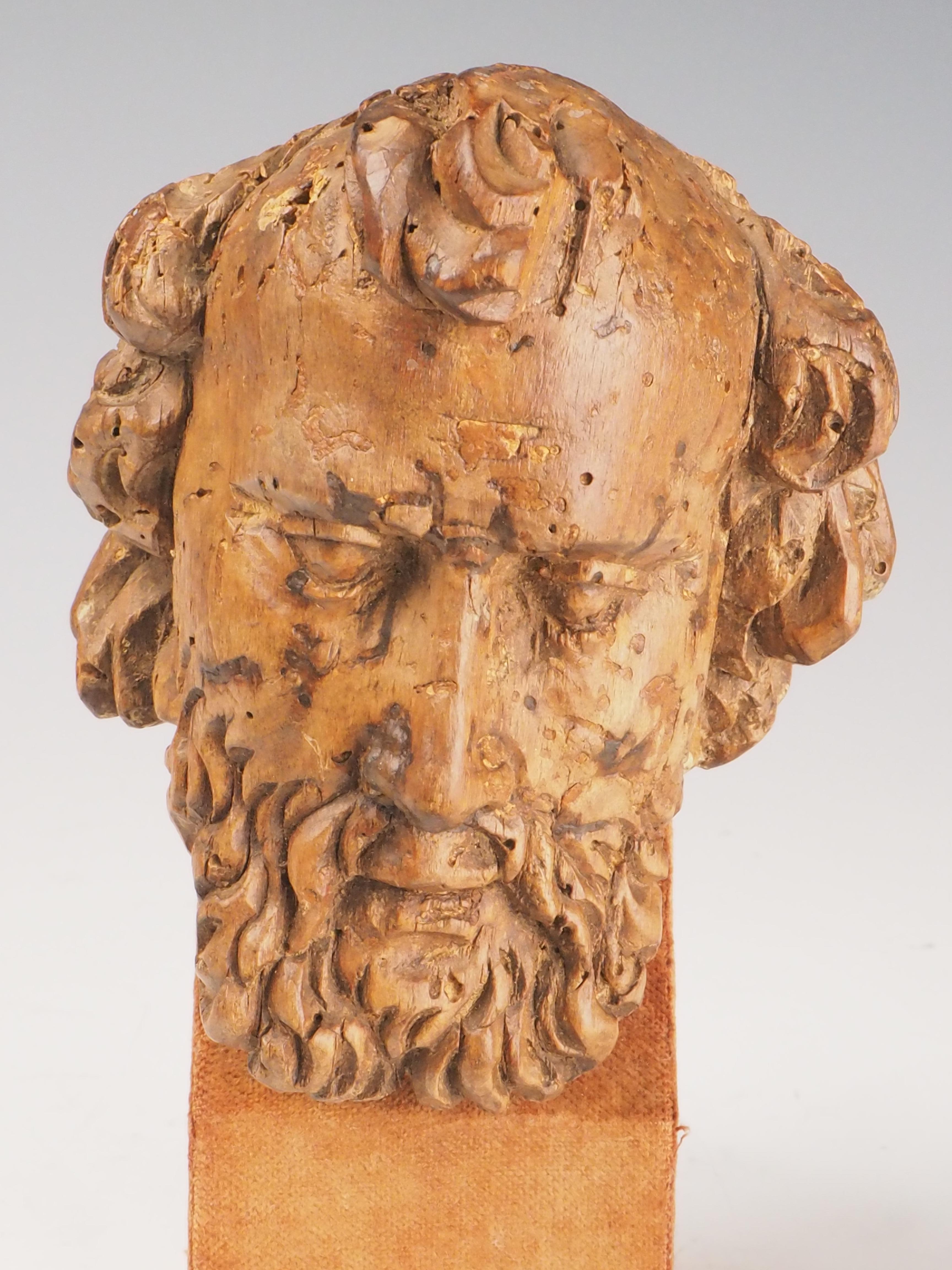 Testa di filosofo intagliata in legno del XVIII secolo / Figura religiosa in vendita 4