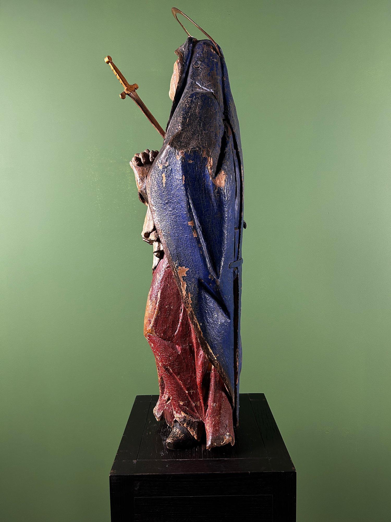 18th Century Carved Wooden Mater Dolorosa (Our Lady of Sorrows) Statue Sculpture en vente 5