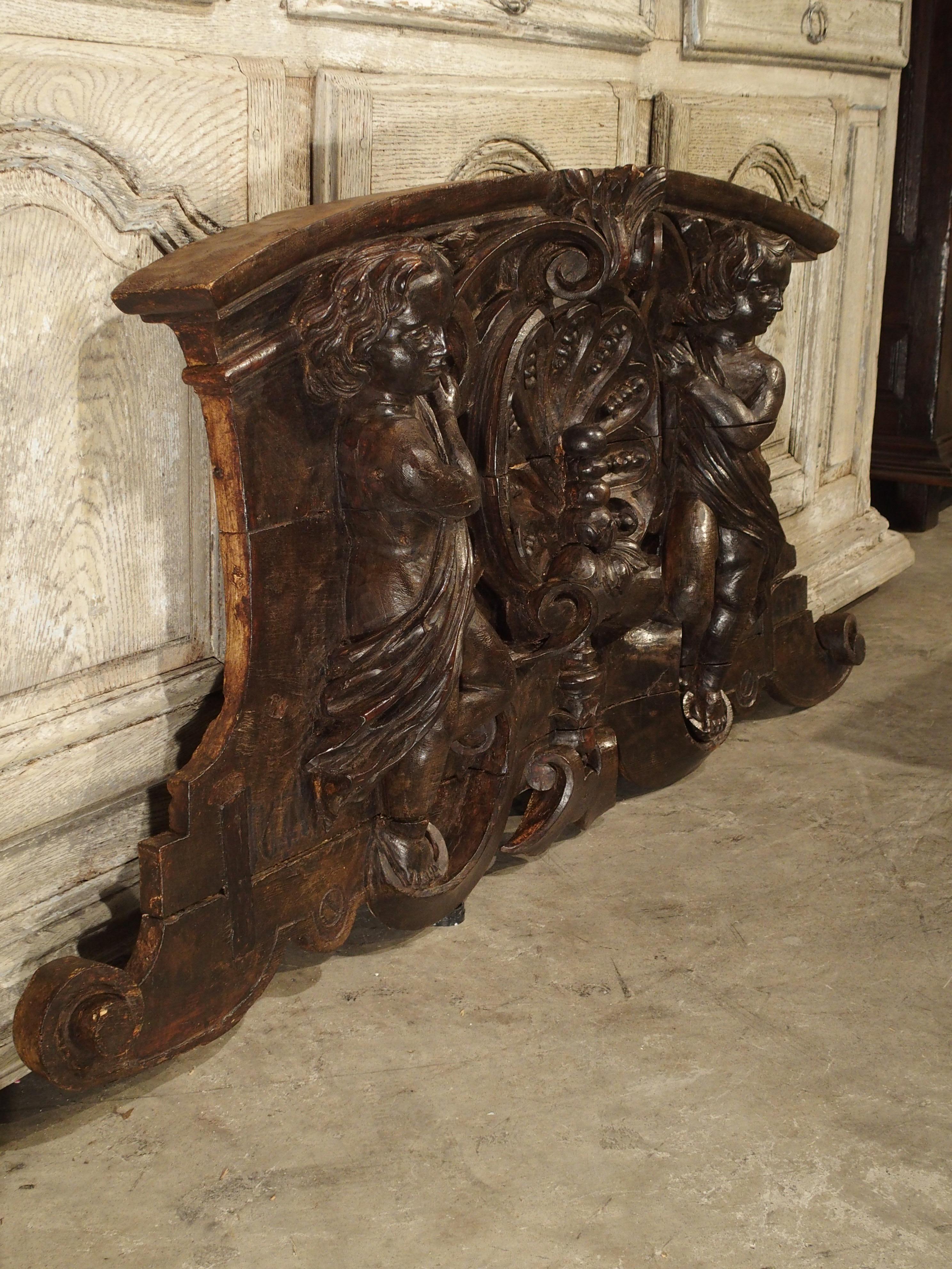 18th Century Carved Wooden Overdoor from France For Sale 6