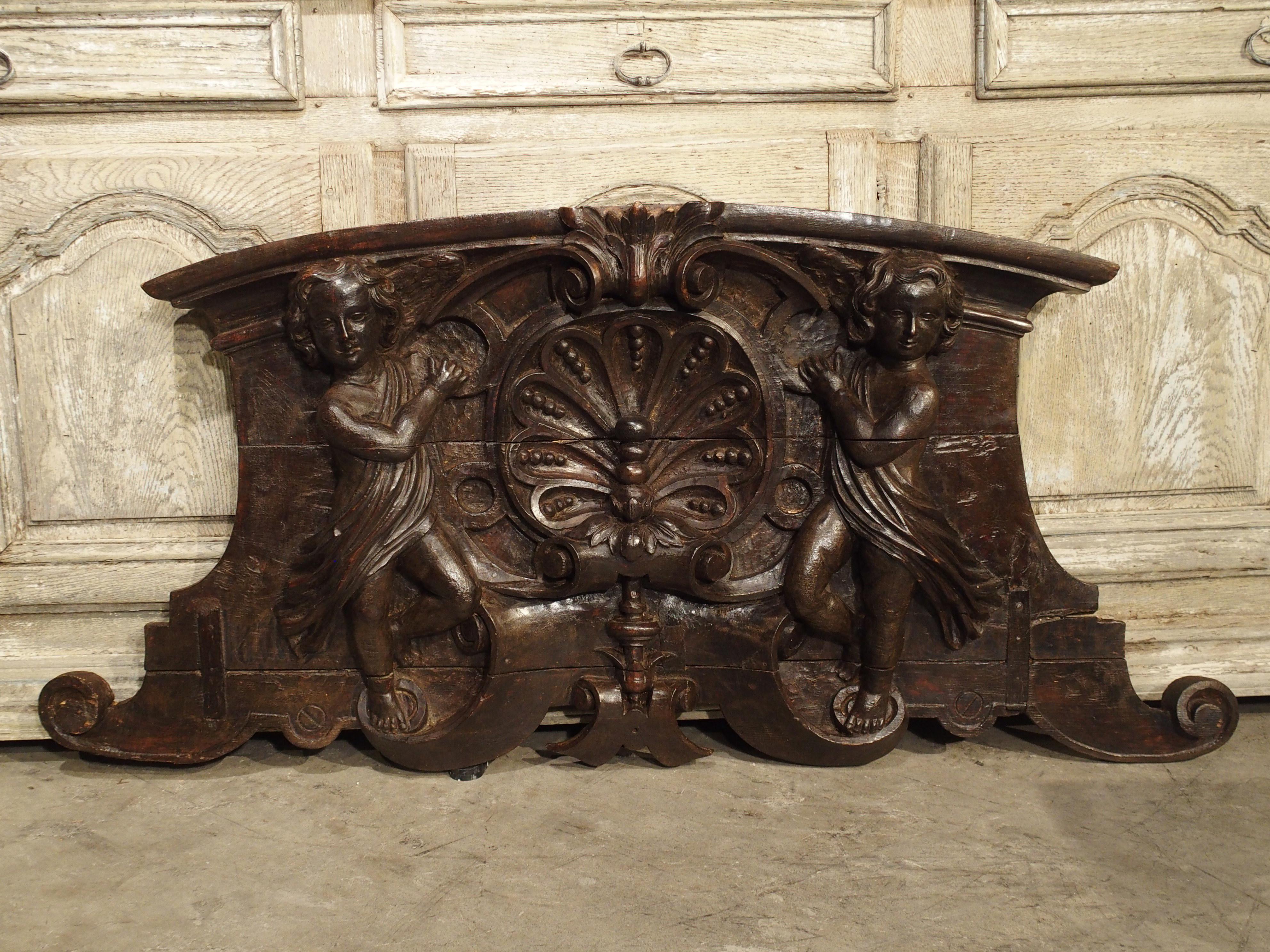 18th Century Carved Wooden Overdoor from France For Sale 11