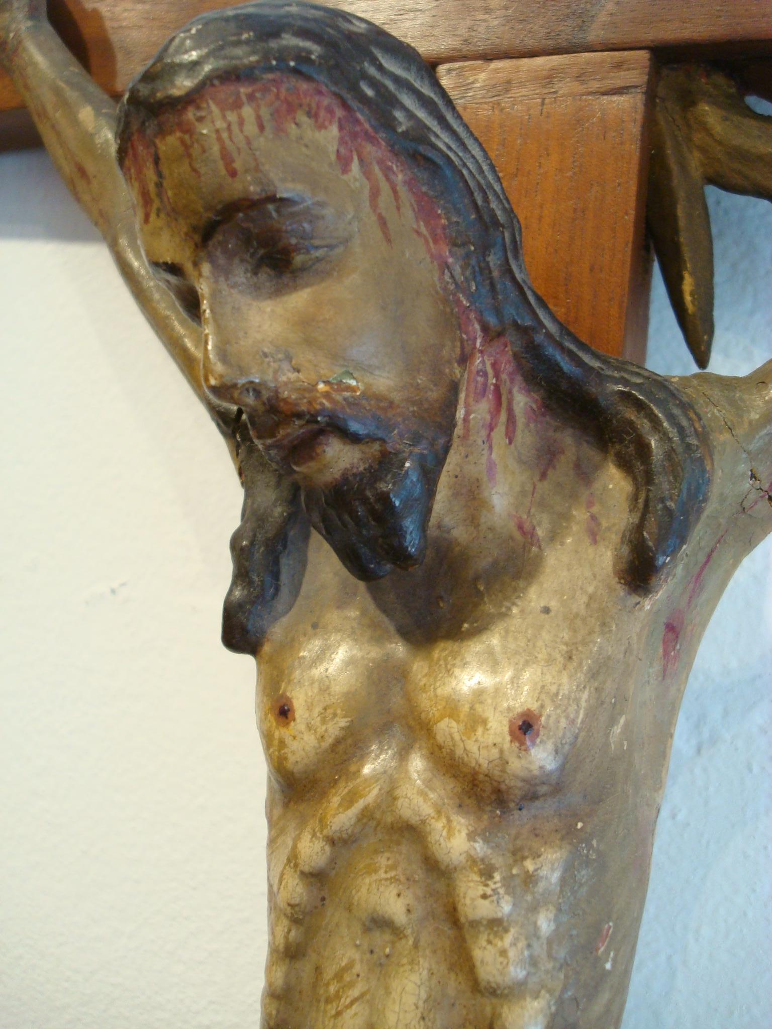 Geschnitzter Holz, der Christus auf dem Kreuz repräsentiert, Volkskunst des 18. Jahrhunderts im Angebot 2