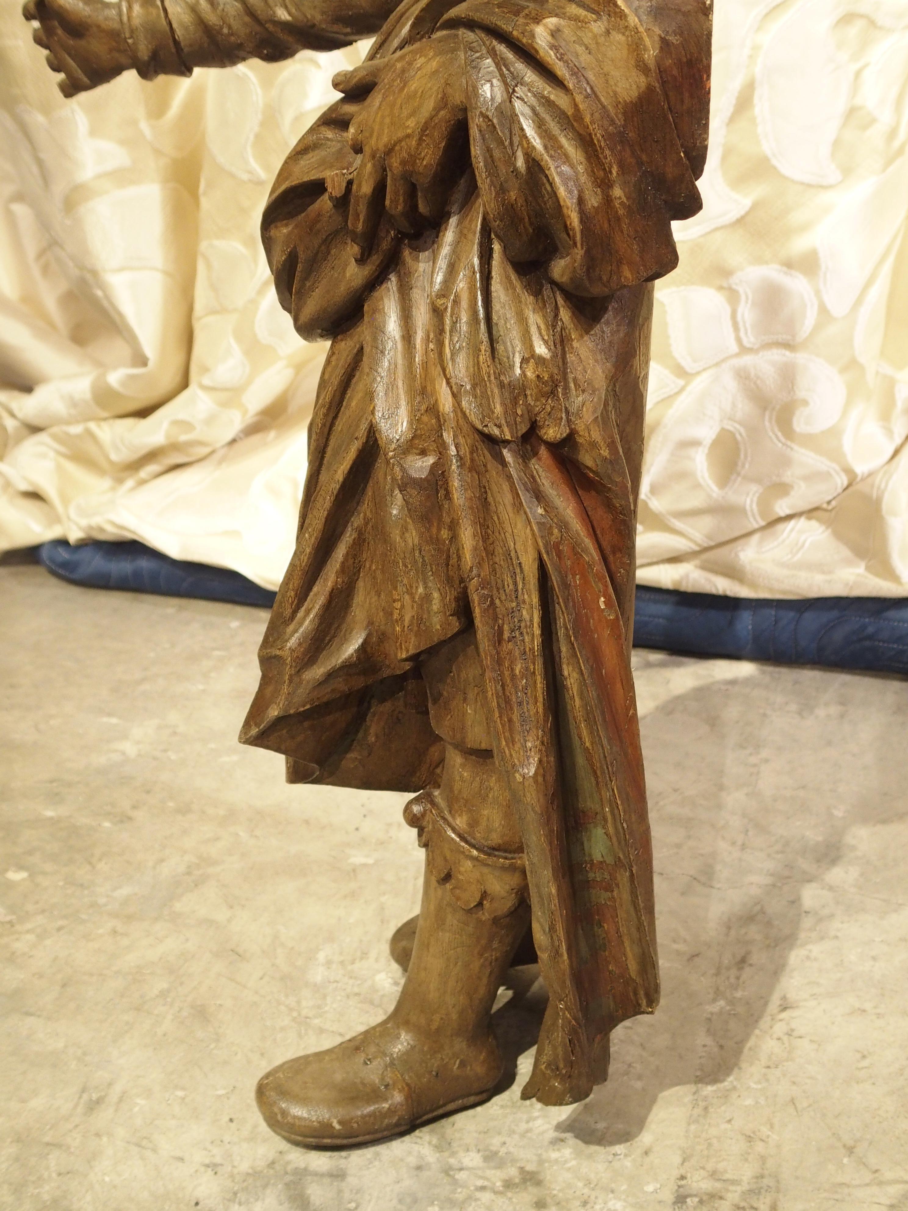 18th Century Carved Wooden Statue from France For Sale 8