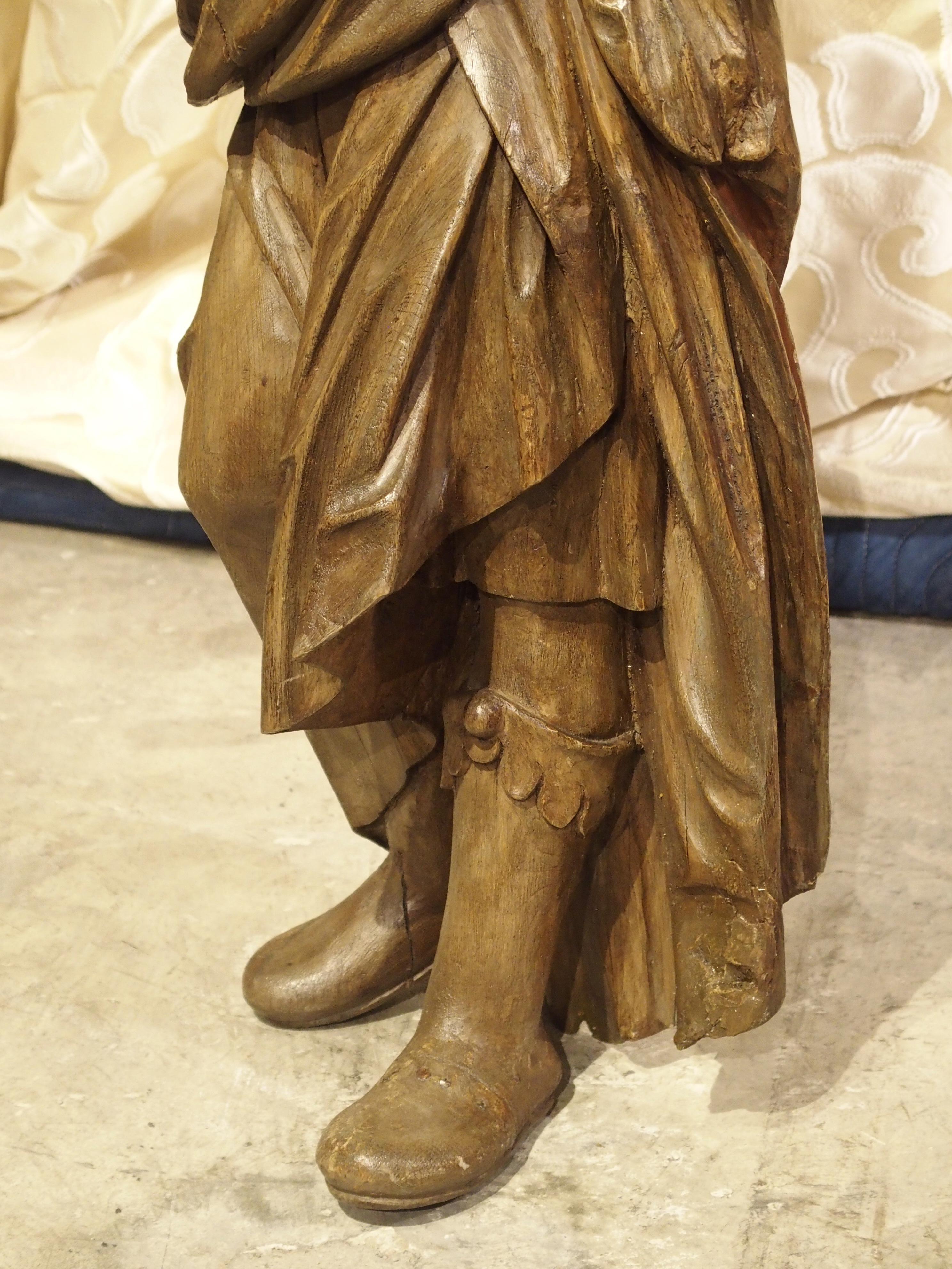 French 18th Century Carved Wooden Statue from France For Sale
