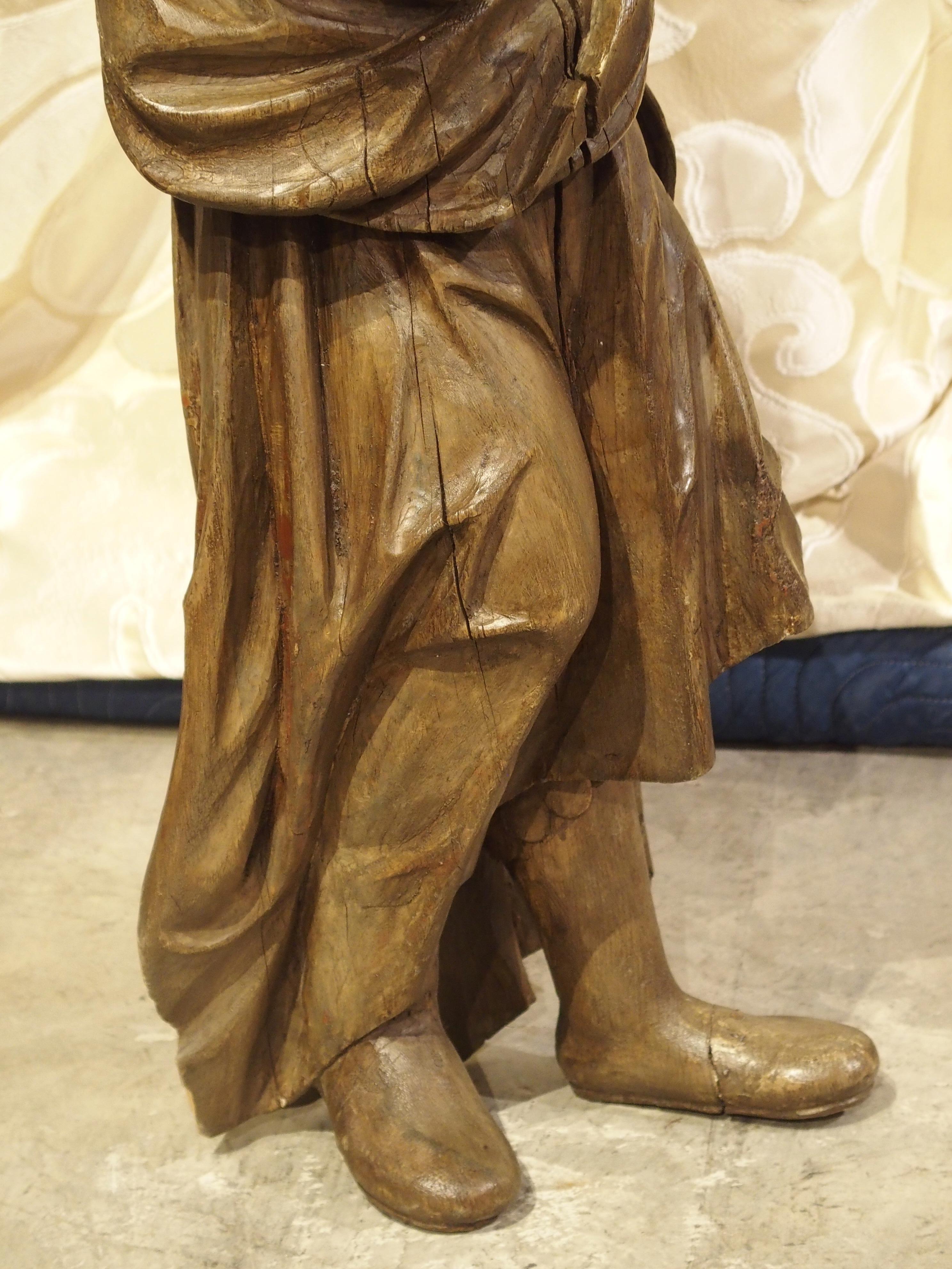 Bois Statue en bois sculpté du 18ème siècle de France en vente