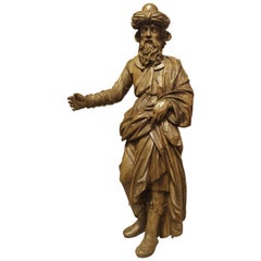 Estatua de madera tallada del siglo XVIII procedente de Francia