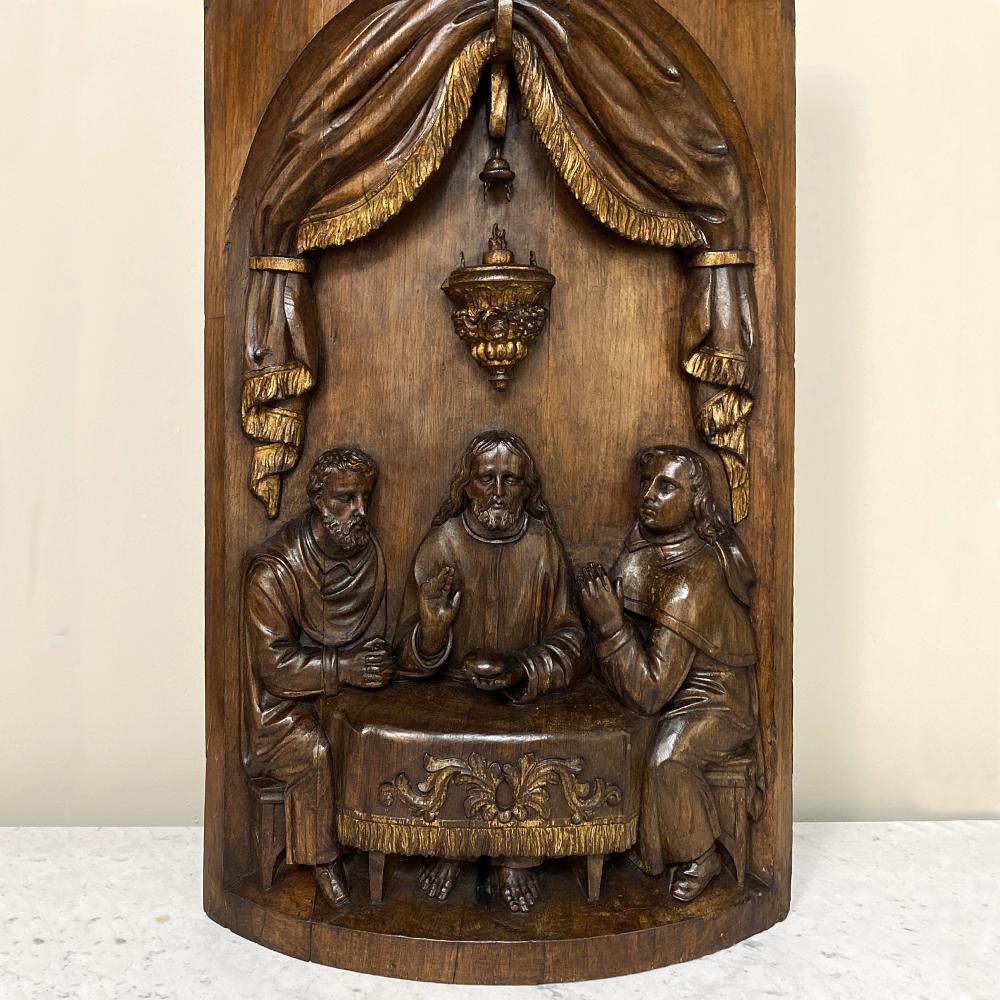 Hand-Carved 18th Century Carving of Jesus, Supper at Emmaus