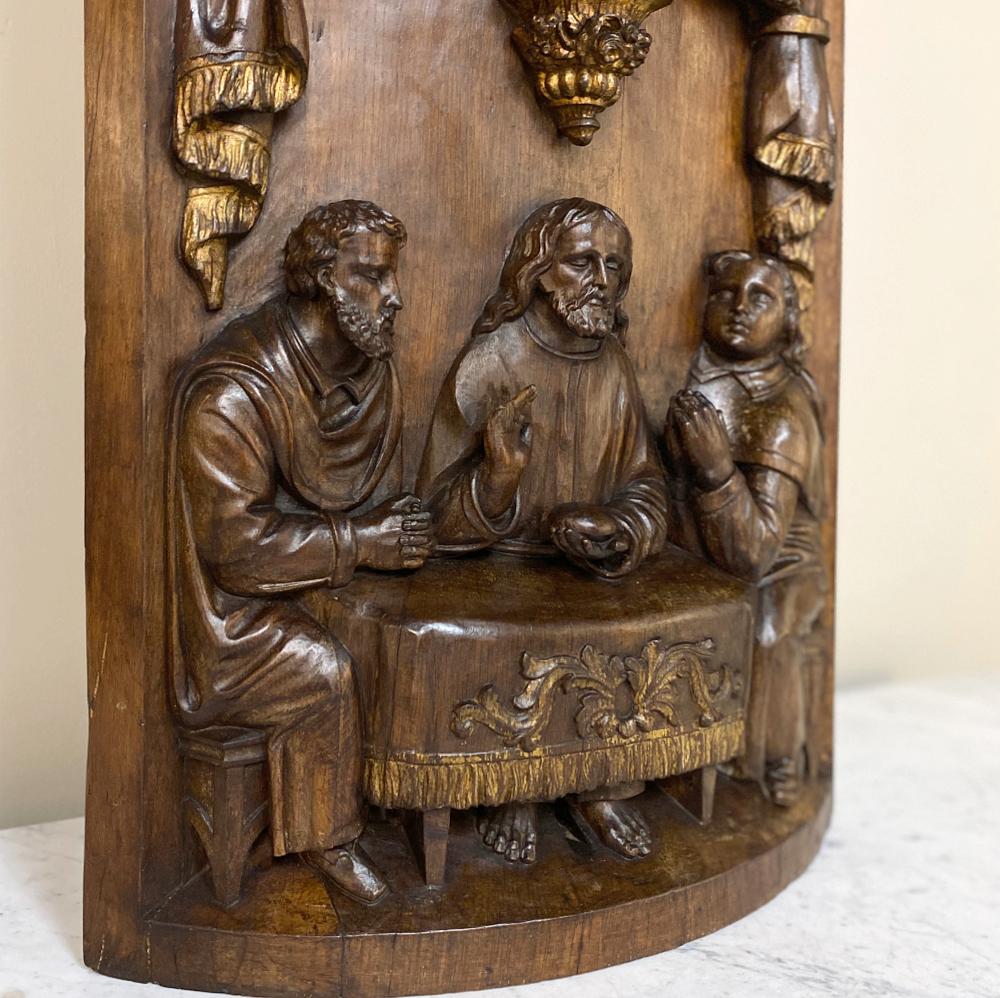 18th Century Carving of Jesus, Supper at Emmaus In Good Condition In Dallas, TX