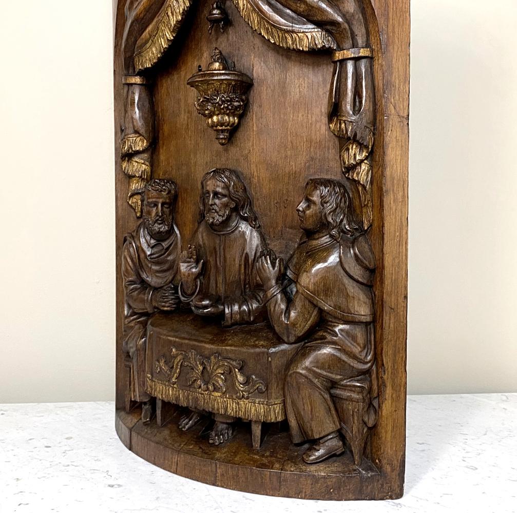 Oak 18th Century Carving of Jesus, Supper at Emmaus