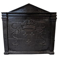 Antique 18th Century Cast Iron Fireback from France