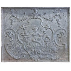 18th Century Cast Iron Fireback with Chinoiseries