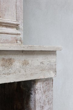18th Century Castle Fireplace of French Limestone in Style of Louis XIII