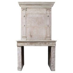 18th Century Castle Fireplace of French Limestone in Style of Louis XIII