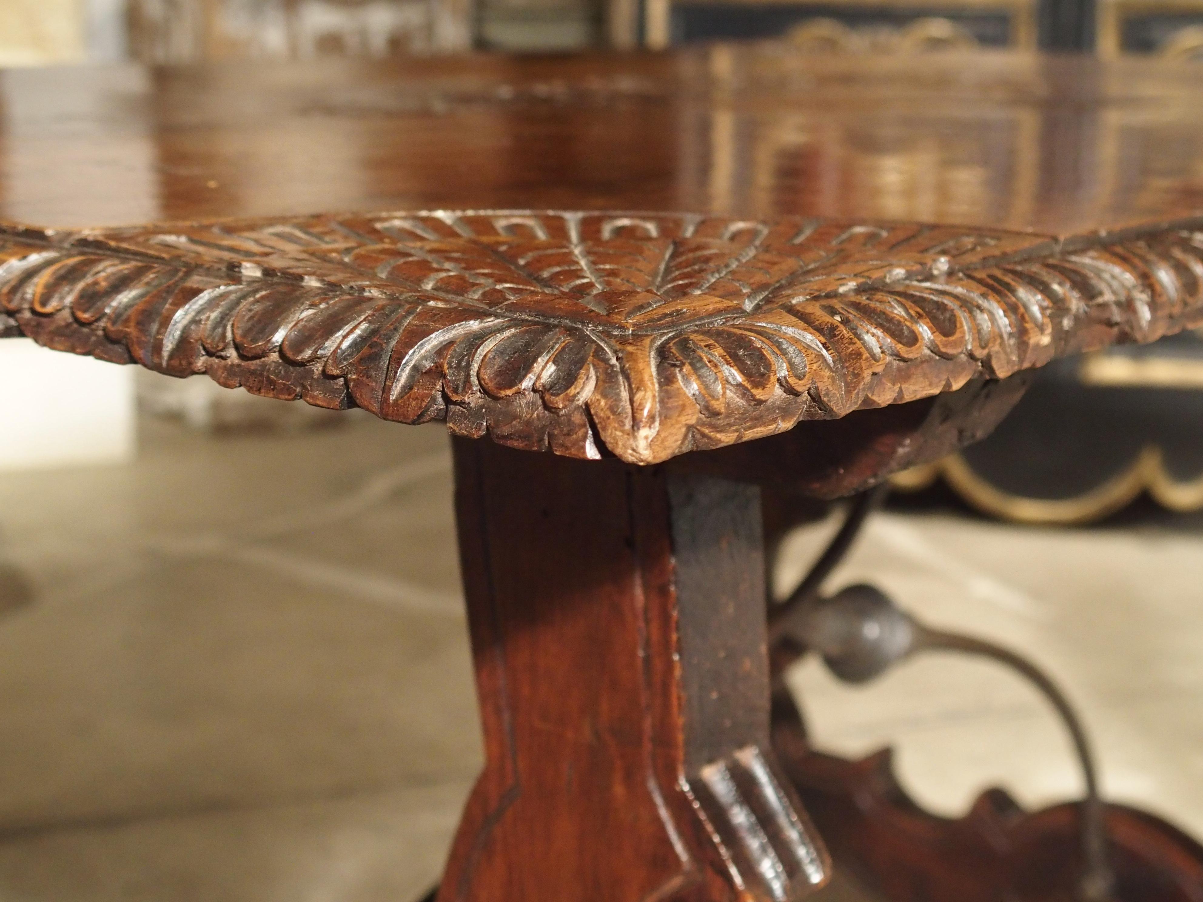 18th Century Catalan Table with Forged Iron Stretchers In Good Condition In Dallas, TX