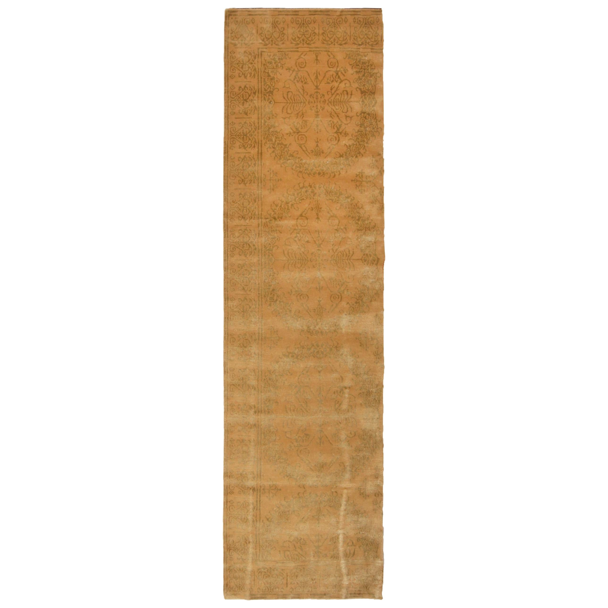 Rug & Kilim's 18th Century Catana Inspired Geometric Beige Wool-Silk Rug For Sale