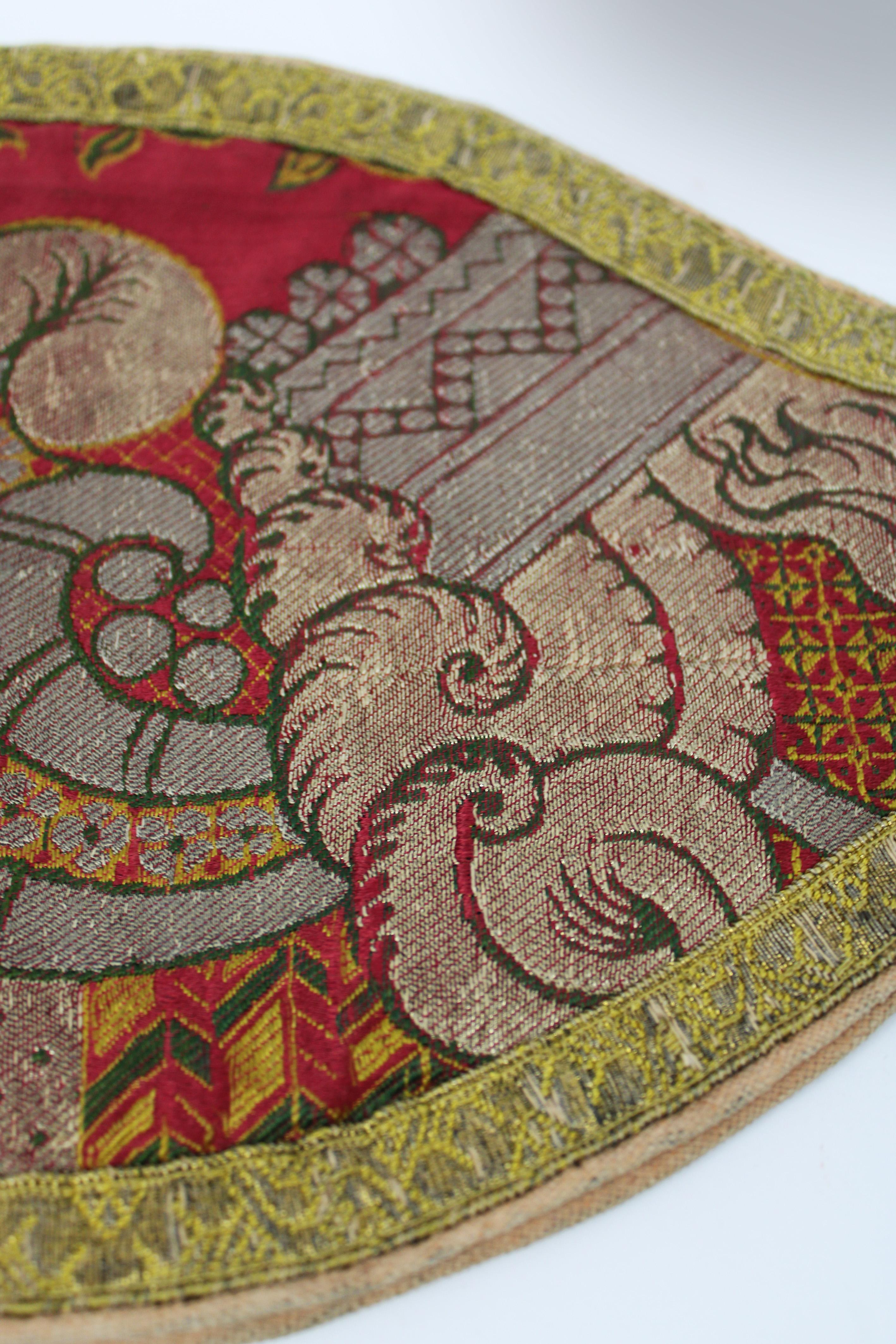 Introducing an exquisite 18th Century pair of French Lyon Silk Maniples adorned with Gold Braid from France. These liturgical vestments, primarily used within the Catholic Church, are a rare find and a testament to the intricate craftsmanship of the