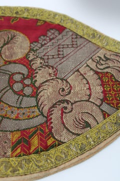 18th Century Catholic pair of French Lyon Silk Maniples Gold Braid France