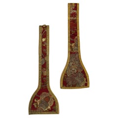 18th Century Catholic pair of French Lyon Silk Maniples Gold Braid France