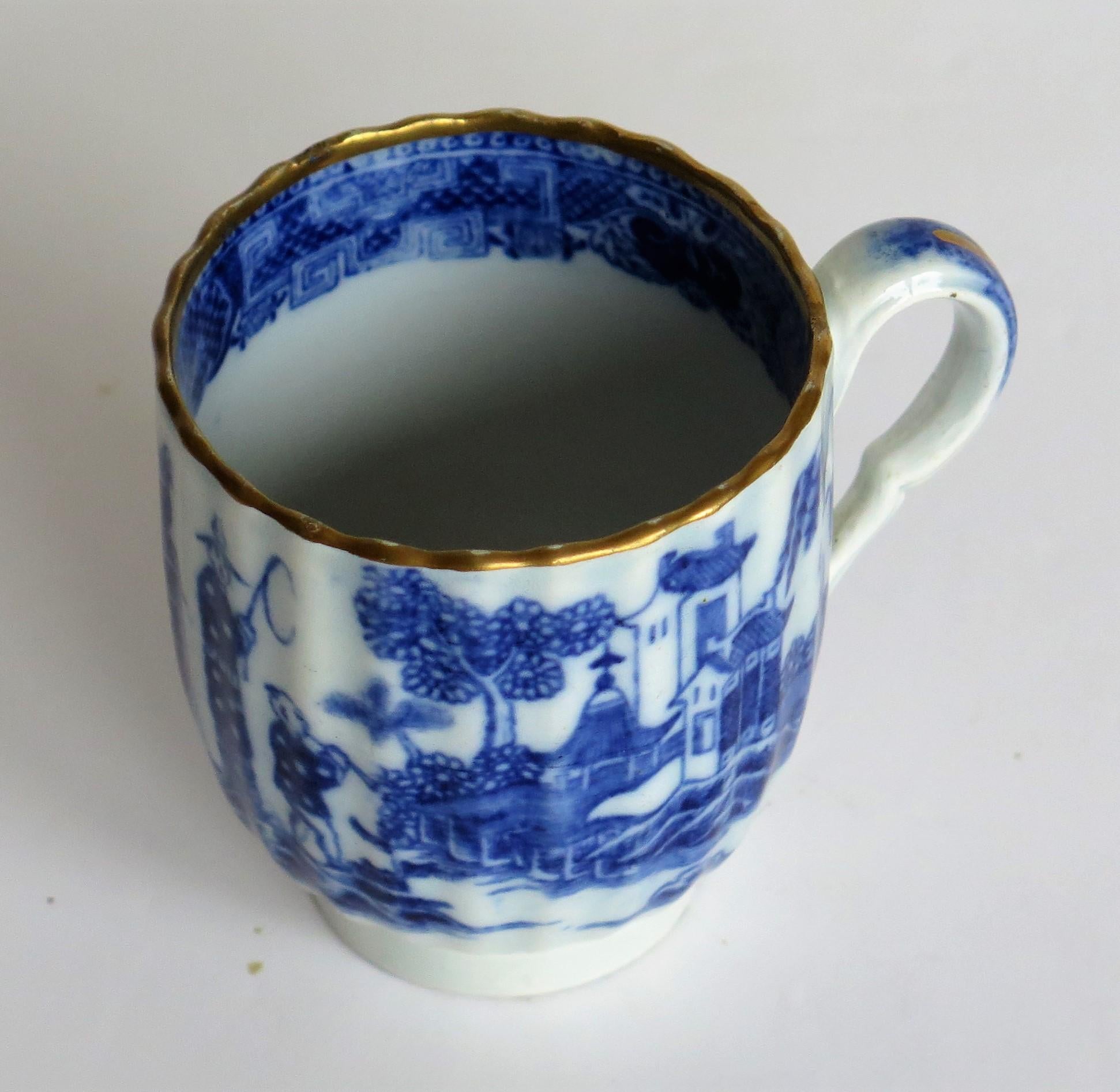 18th Century Caughley Coffee Cup Pearlware Gilded Chinoiserie Patn, circa 1785 7