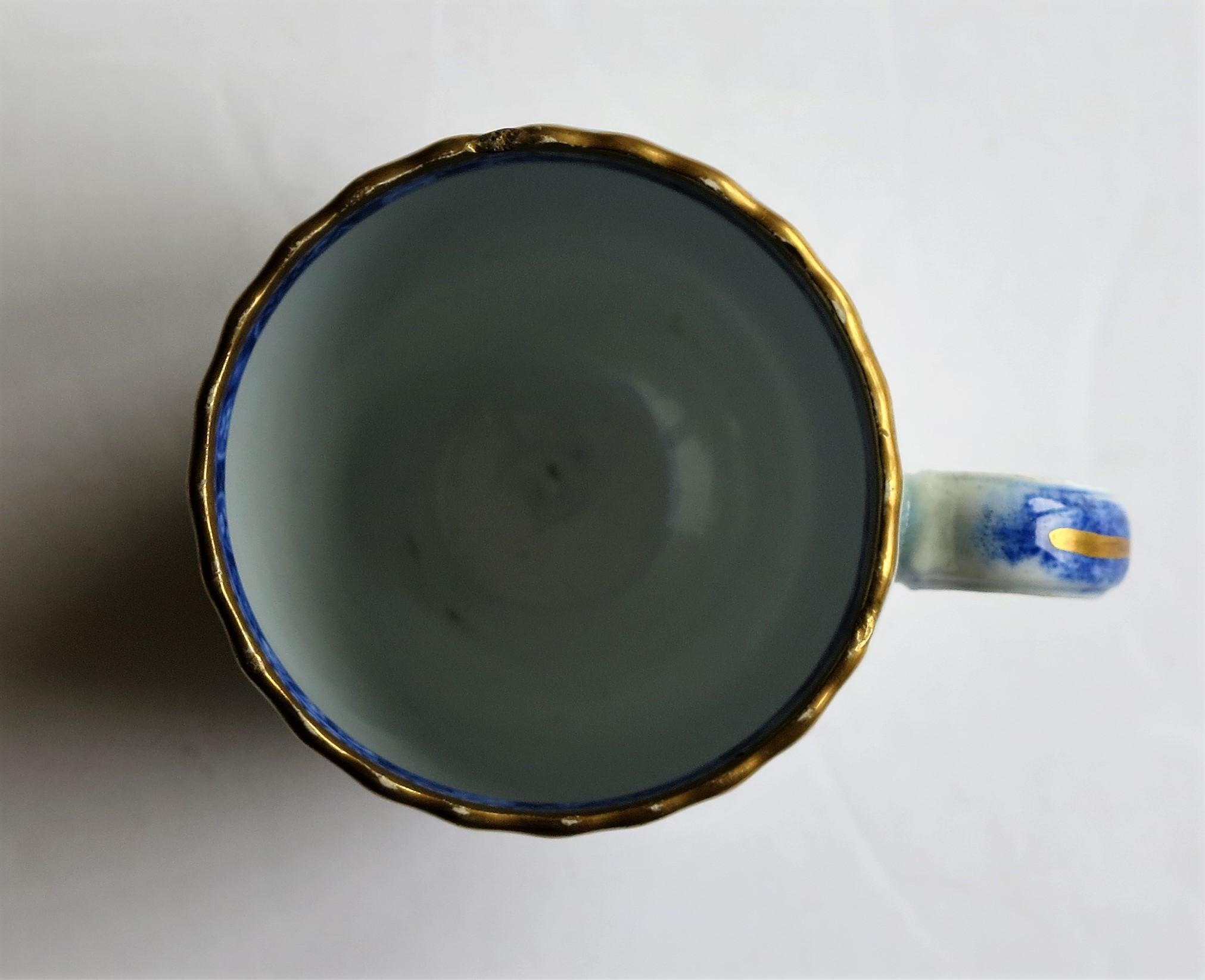 18th Century Caughley Coffee Cup Pearlware Gilded Chinoiserie Patn, circa 1785 9