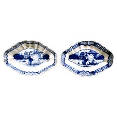 18th Century Caughley Porcelain Painted Chinoiserie Dishes