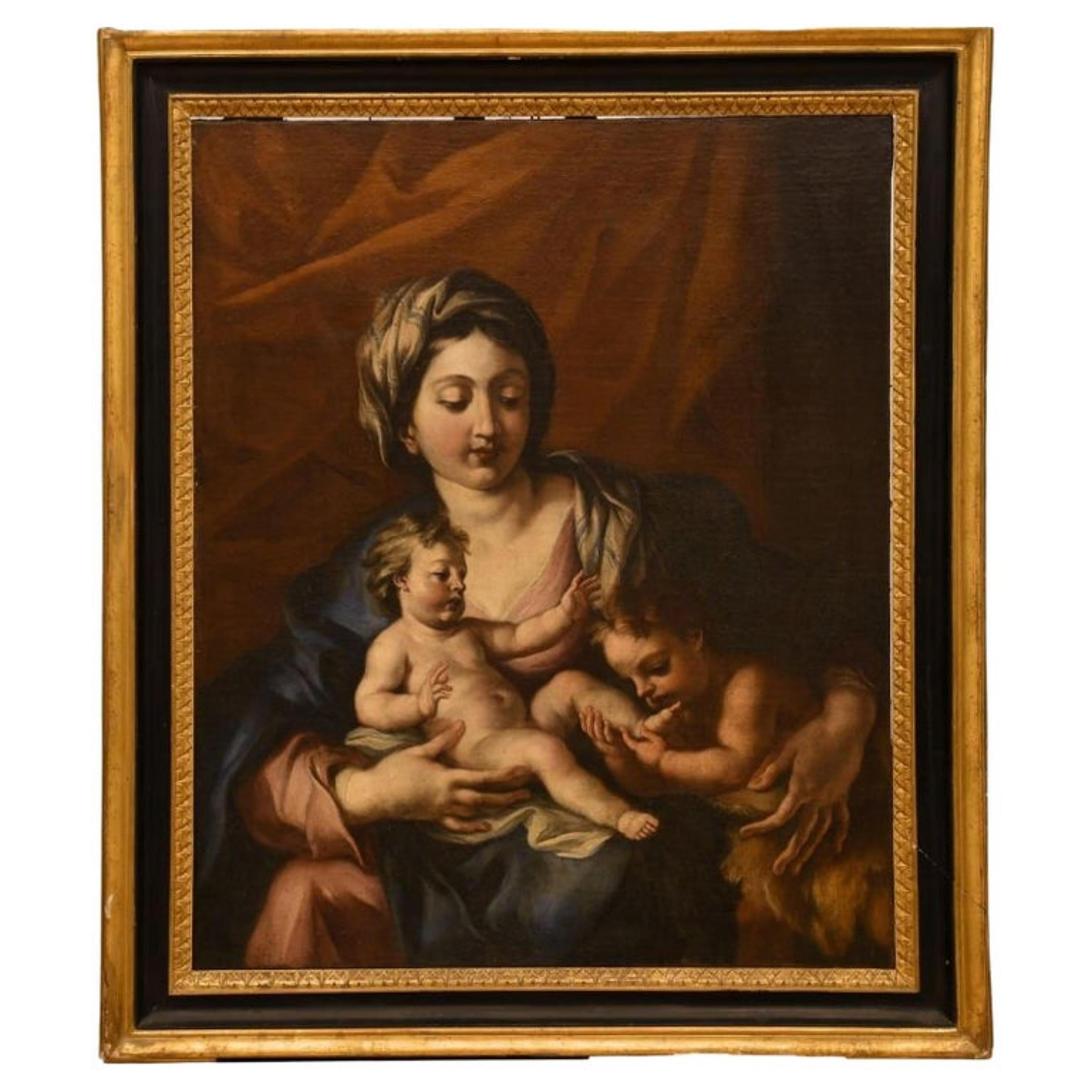 18th century Central Italian Painter - Madonna with the praying Saint John
oil painting on canvas
Dimensions:
63x76 cm
good condition