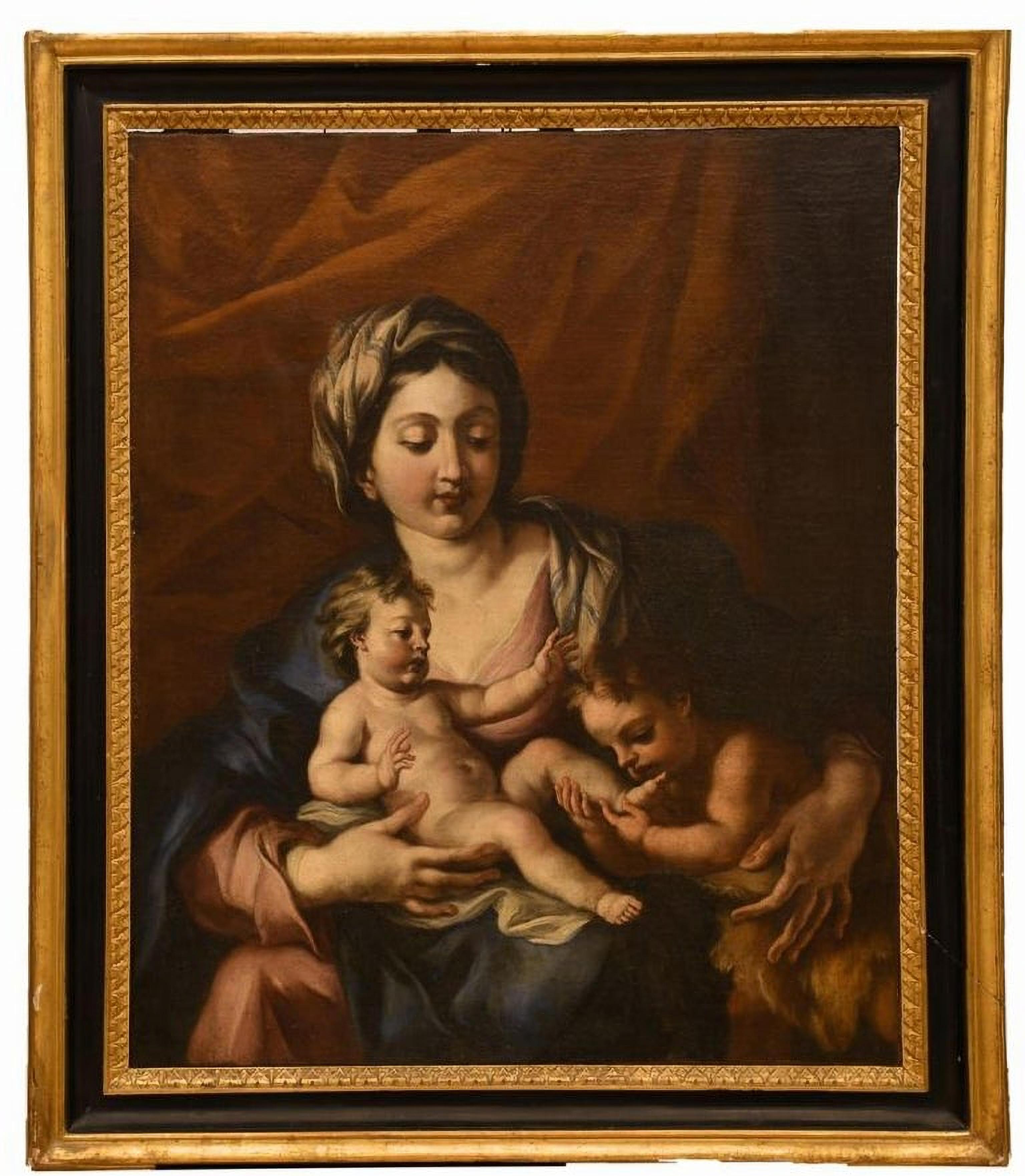 18th century Central Italian Painter - Madonna with the praying Saint John In Good Condition For Sale In Madrid, ES