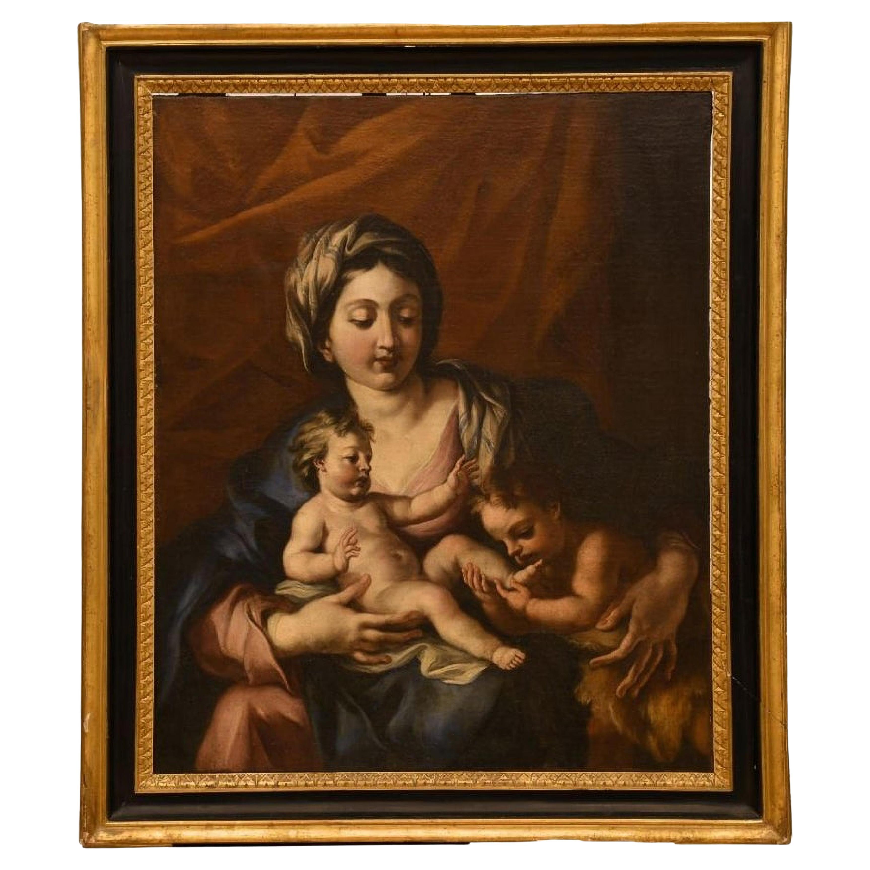XVIIIe siècle Peintre d'Italie centrale - Madone avec Saint John en prière
