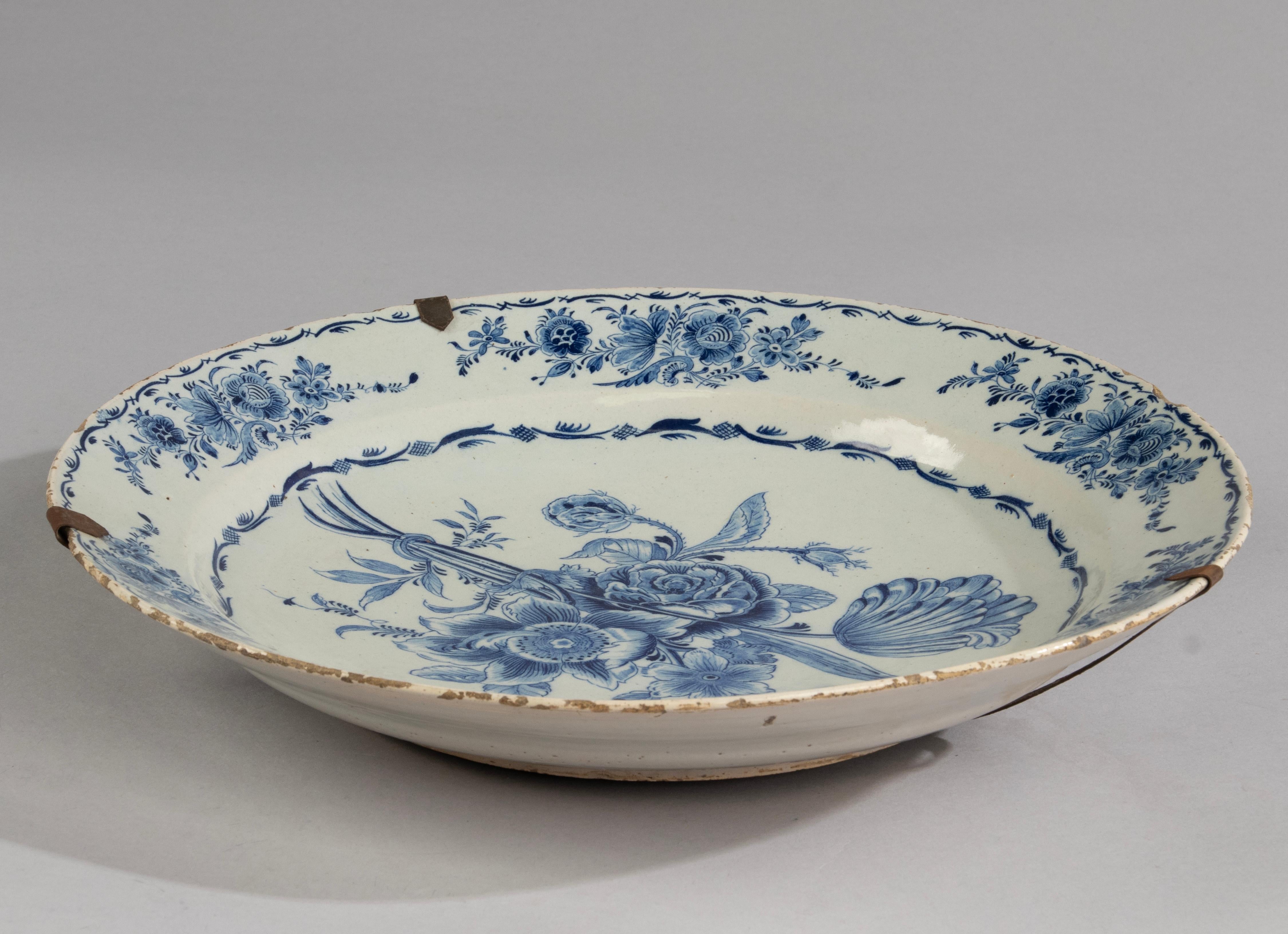 18th Century Ceramic Delft Wall Plate  For Sale 3