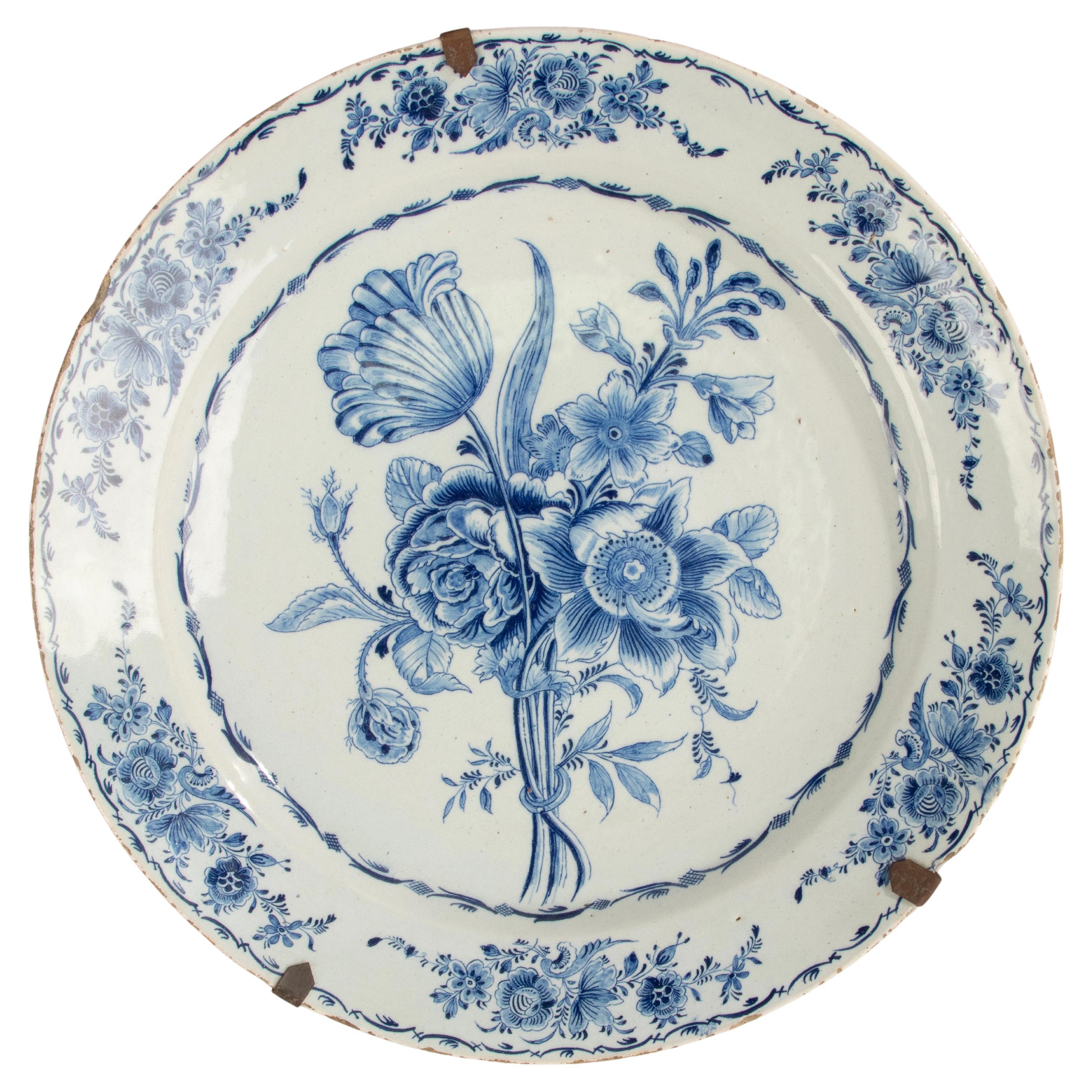 18th Century Ceramic Delft Wall Plate  For Sale