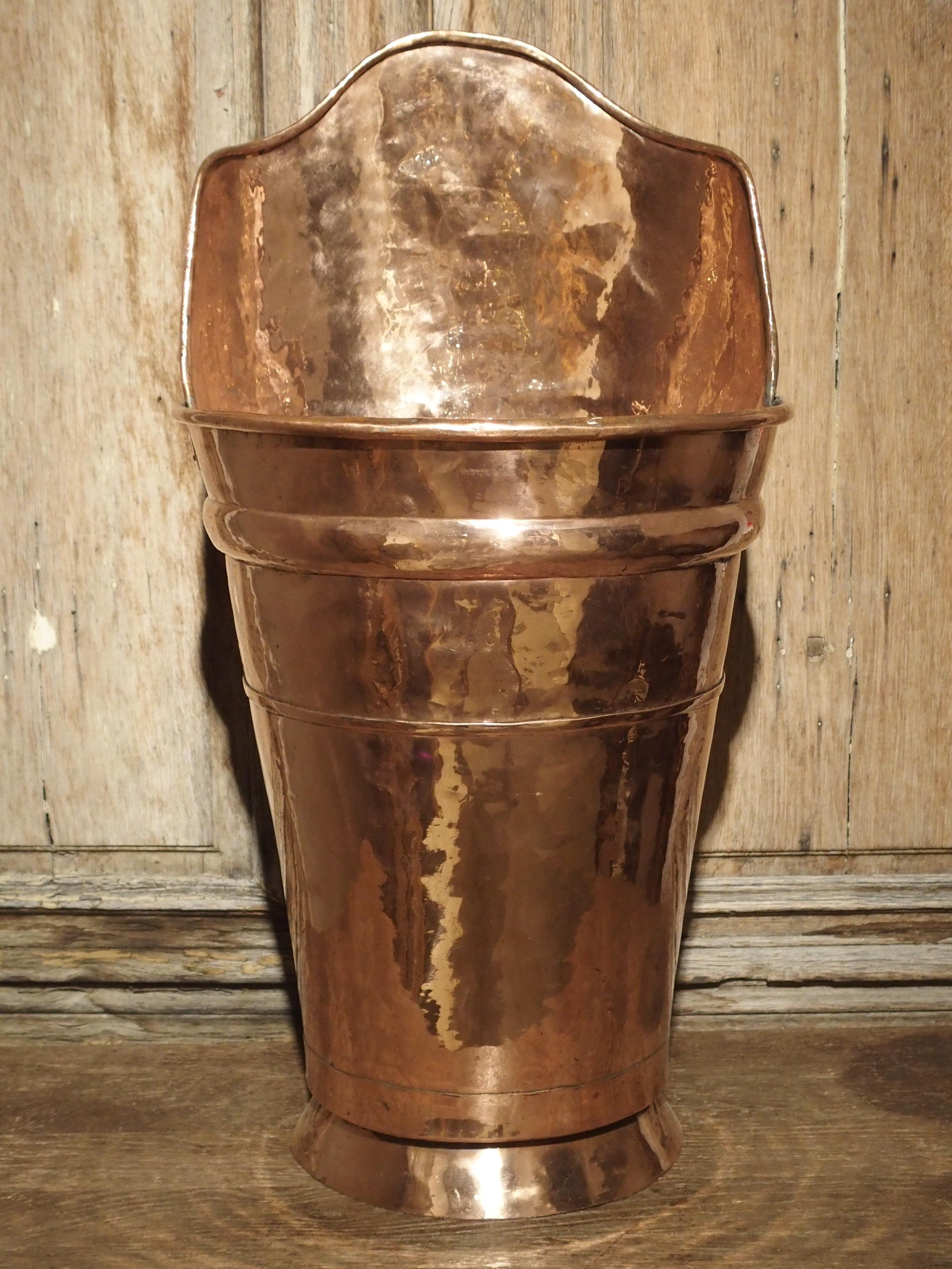 This ceremonial copper grape hotte is from France and dates to the 1700s. The French Hotte is a carrying basket for the wine grapes. Since they were used for collecting grapes, they are usually made from woven cane. Tin was also used in the late