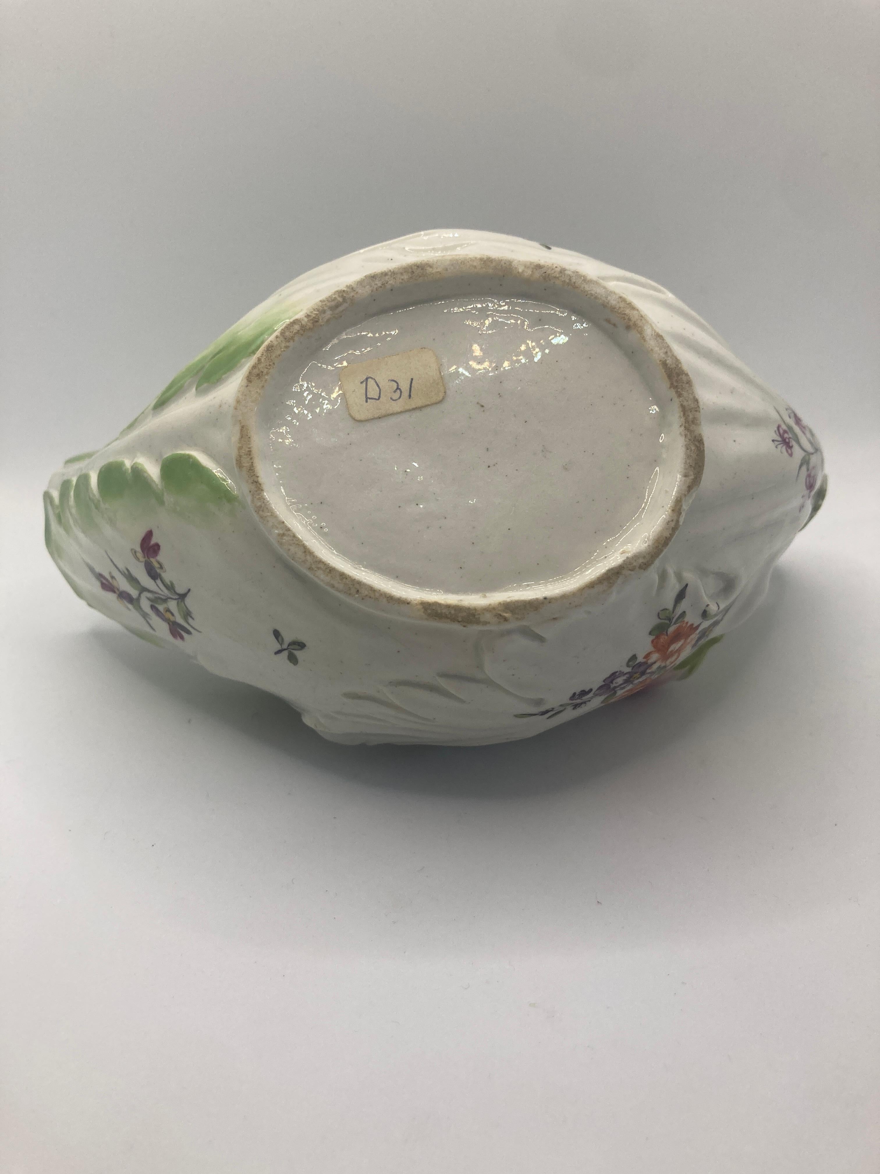 18th Century Chelsea Derby Lettuce Form Sauce Boat, circa 1760 For Sale 5