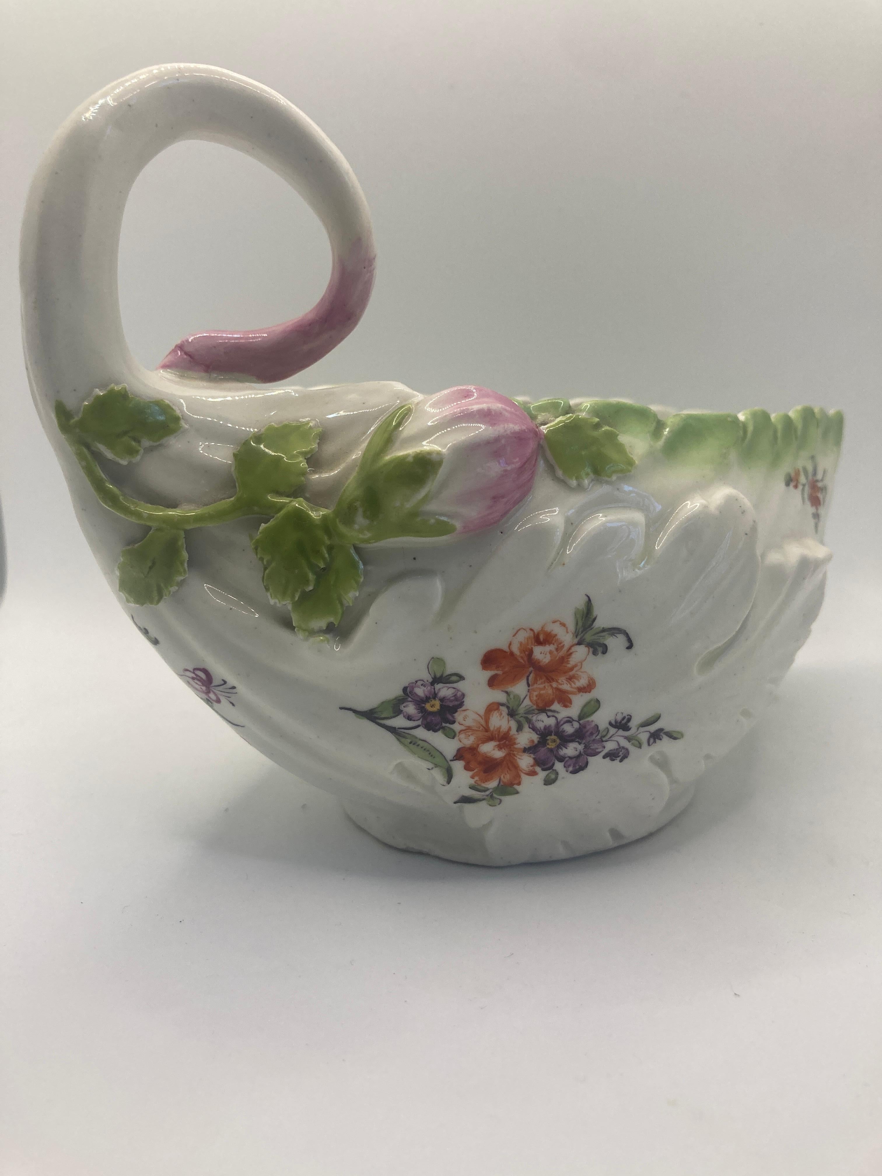 18th Century Chelsea Derby Lettuce Form Sauce Boat, circa 1760 In Good Condition For Sale In Basildon, GB