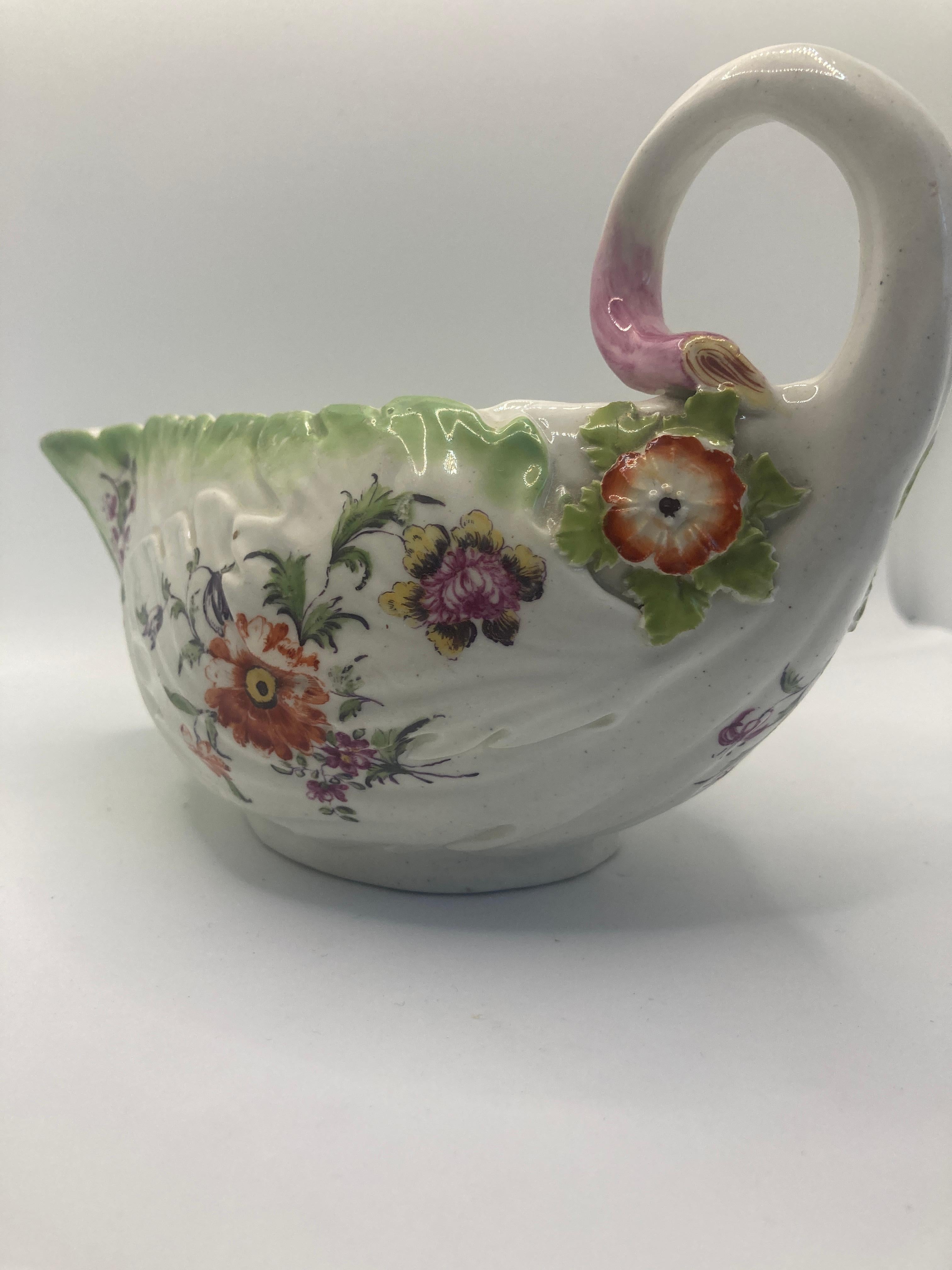 18th Century Chelsea Derby Lettuce Form Sauce Boat, circa 1760 For Sale 2