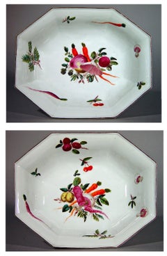 18th-century Chelsea Porcelain Dishes Painted with Vegetables