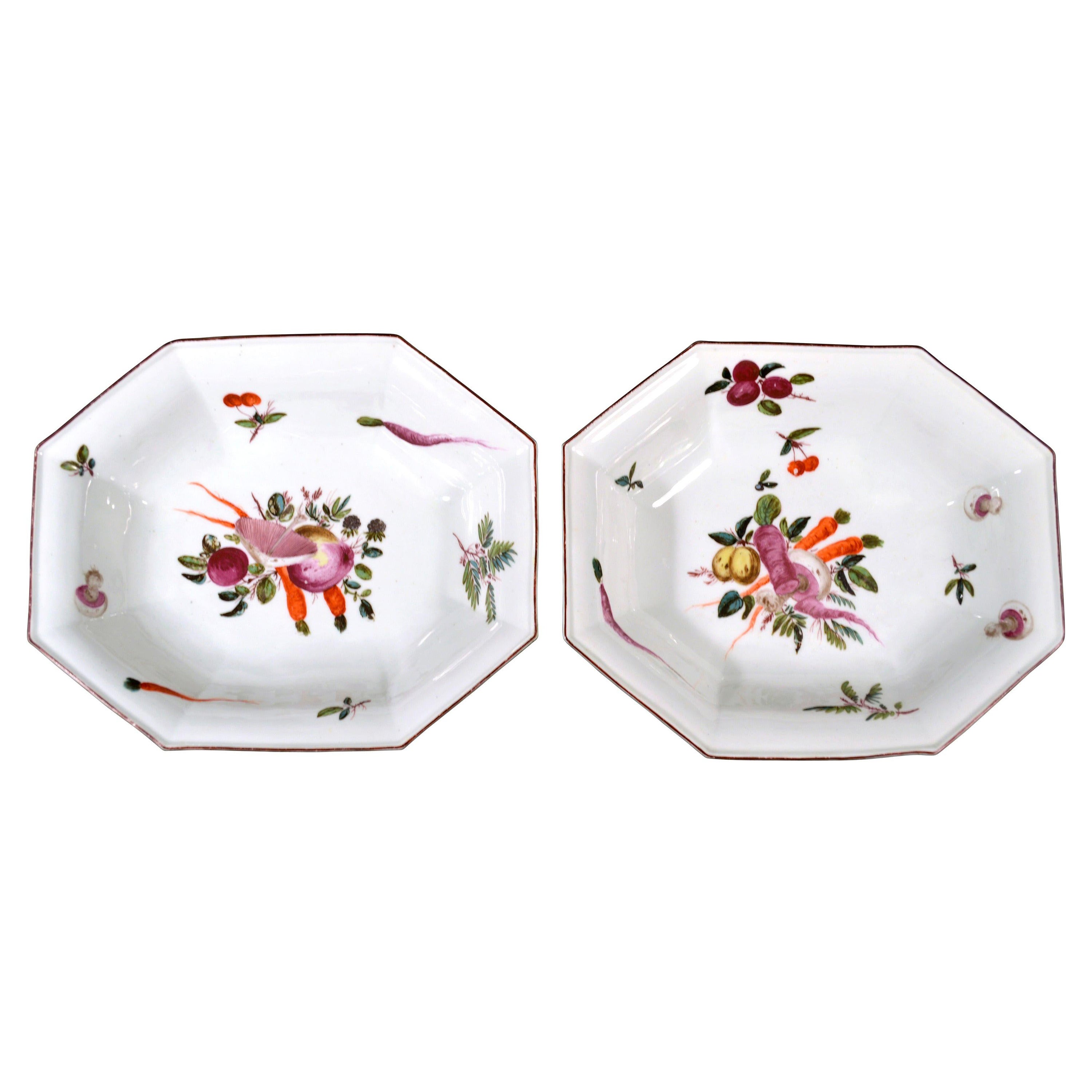 18th-century Chelsea Porcelain Dishes Painted with Vegetables