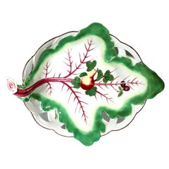 18th Century Chelsea Porcelain Trompe L'oeil Leaf Dish with Fruit