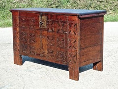 18th Century Cherry and Chestnut Basque Arms Chest "Kutxa"