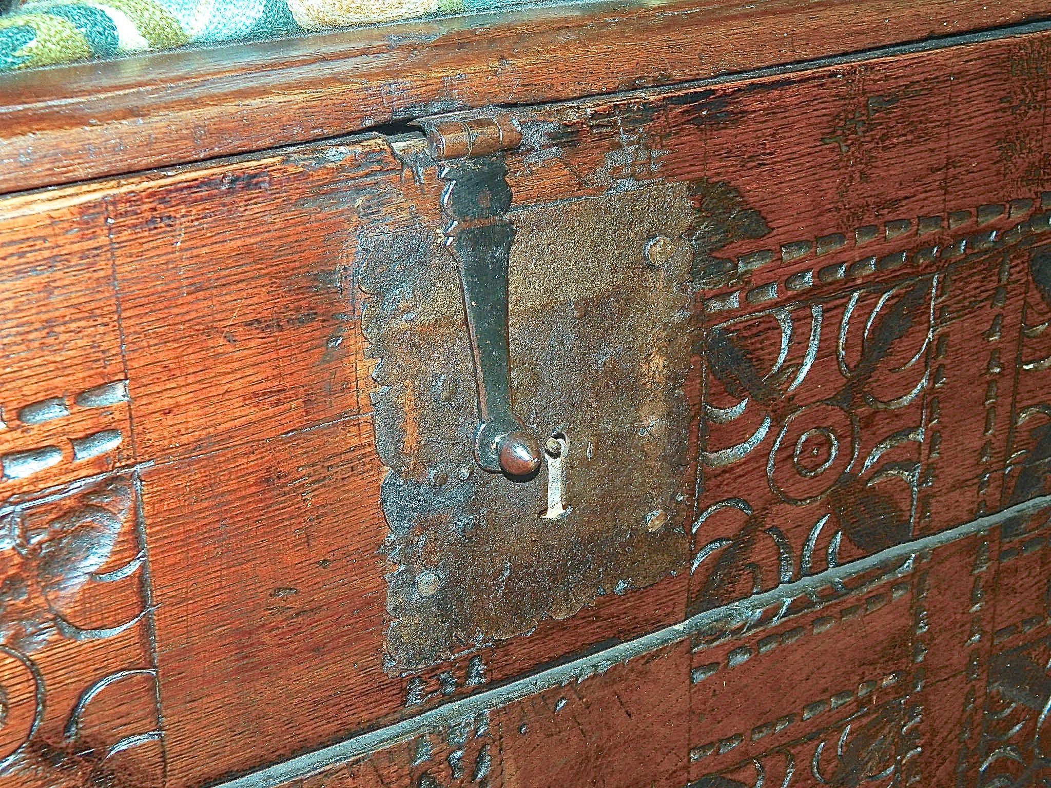 Spanish 18th Century Cherry and Chestnut Basque Arms Chest 