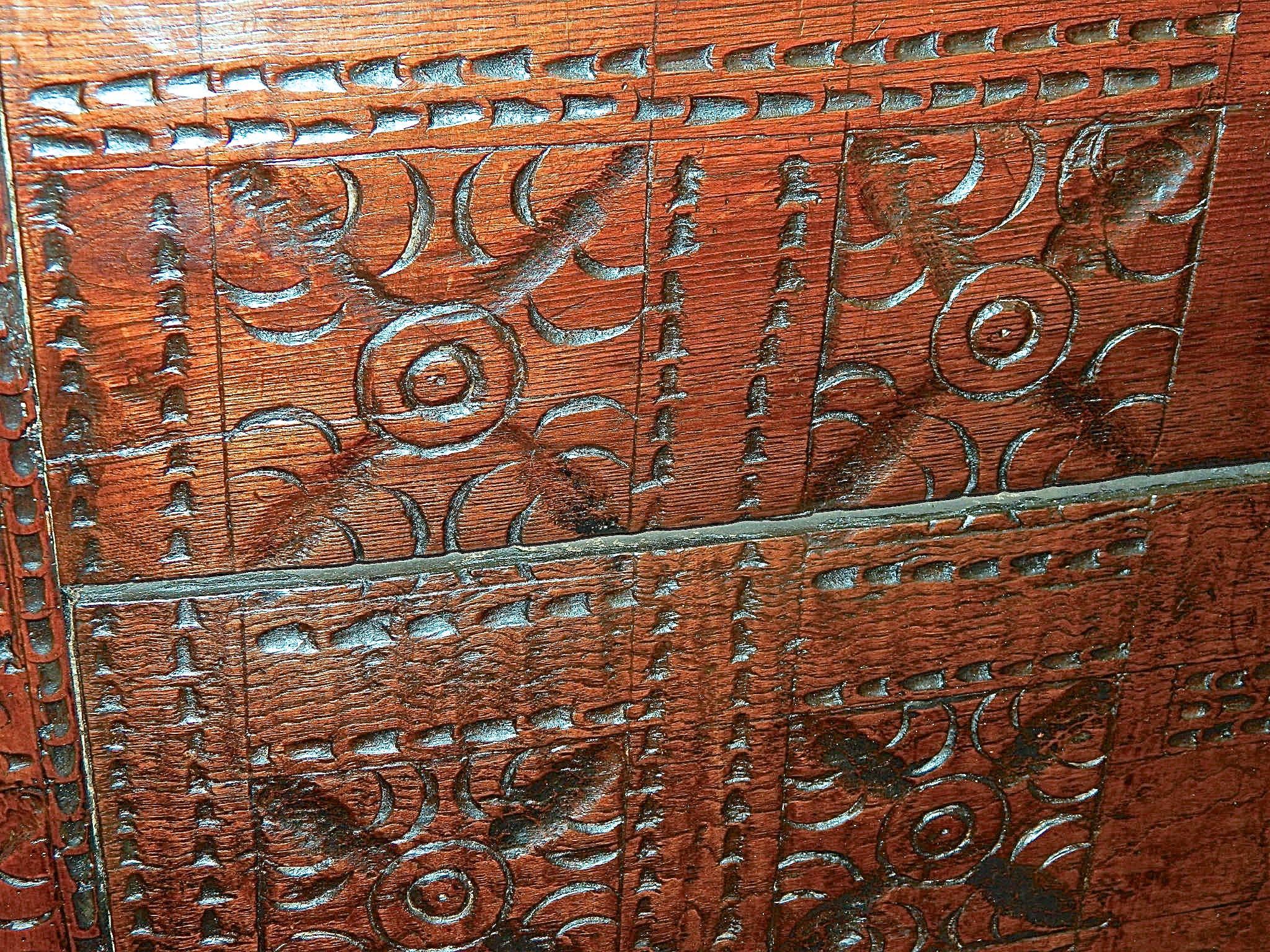 Hand-Carved 18th Century Cherry and Chestnut Basque Arms Chest 